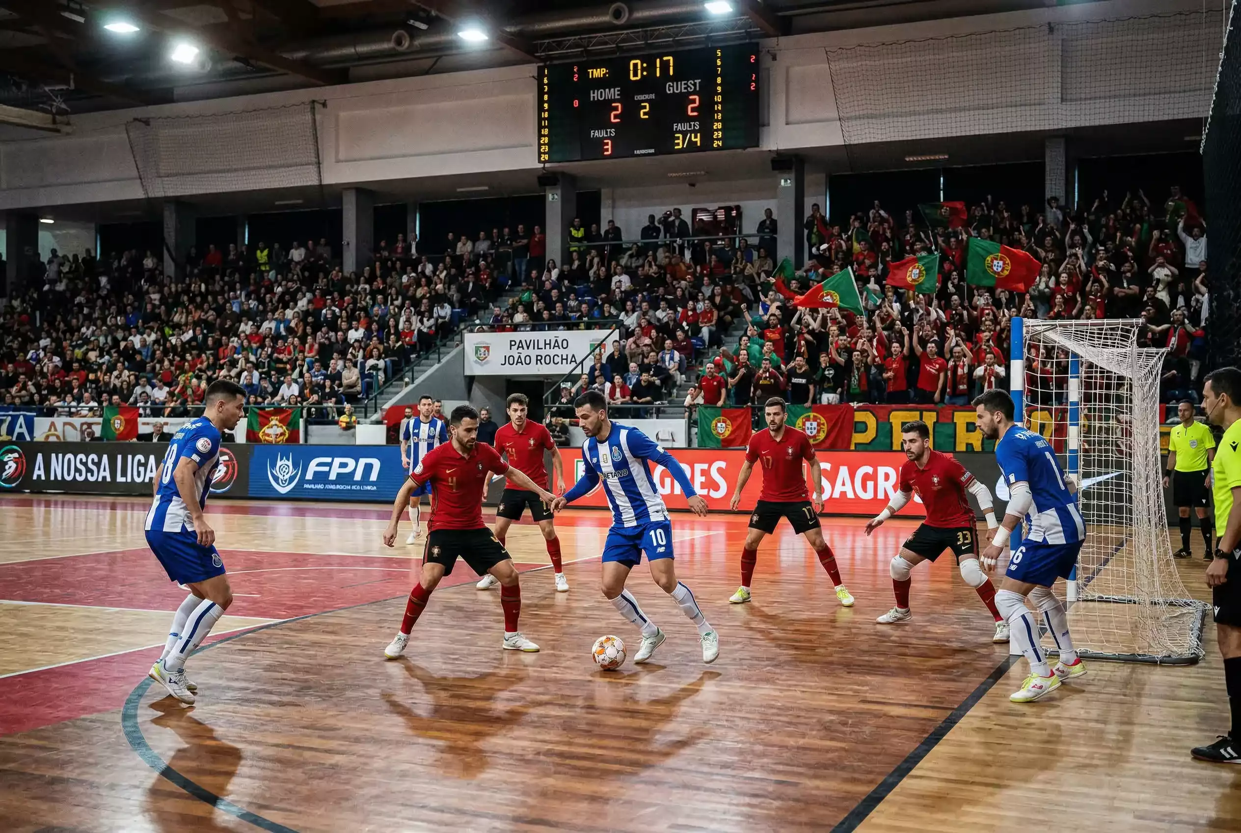 ogo de futsal ao vivo com guarda-redes avançado em power play